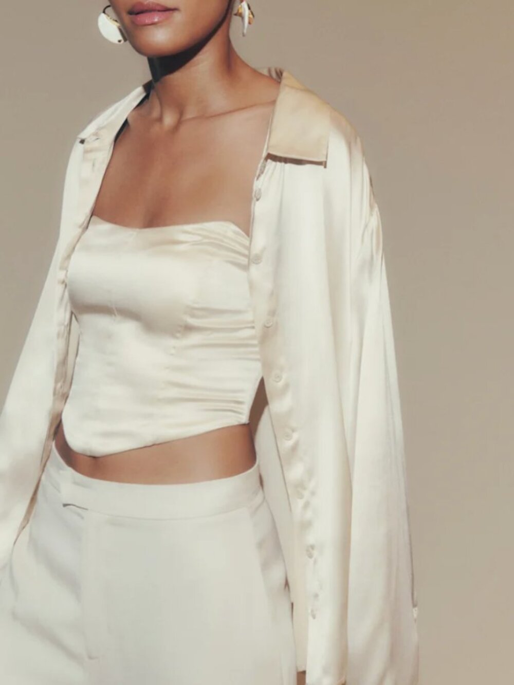 100% silk Reformation Maia Silk Top Ivory - Size 4